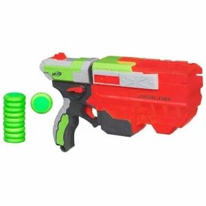 Nerf Vortex Vigilon Blaster Green Orange Disc Gun 2010 Hasbro